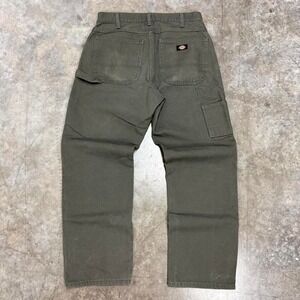 Vintage Y2K Dickies Olive Green Canvas Relaxed Fit Carpenter Pants 32x30